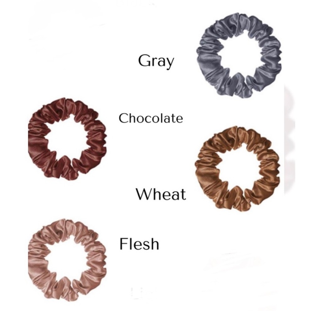 Satin hair scrunchies - thin - pack of 4